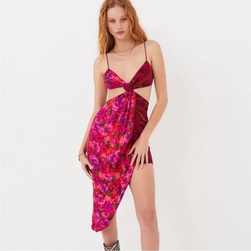 FOR LOVE & LEMONS Rita Floral Print Midi Dress size small
